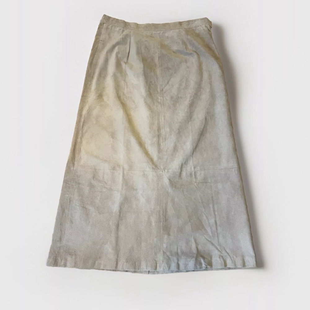 Jessica Holbrook QVC 100% Suede Leather Maxi Skirt Light Tan Plus Size 18W NWT
